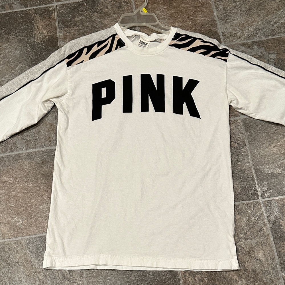 White Long Sleeve Shirt with Black Lettering